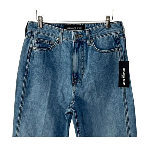 VERONICA BEARD WOMENS 24 DYLAN HIGH RISE STRAIGHT LEG CUFFED ANKLE JEANS BLUE - Picture 8 of 14